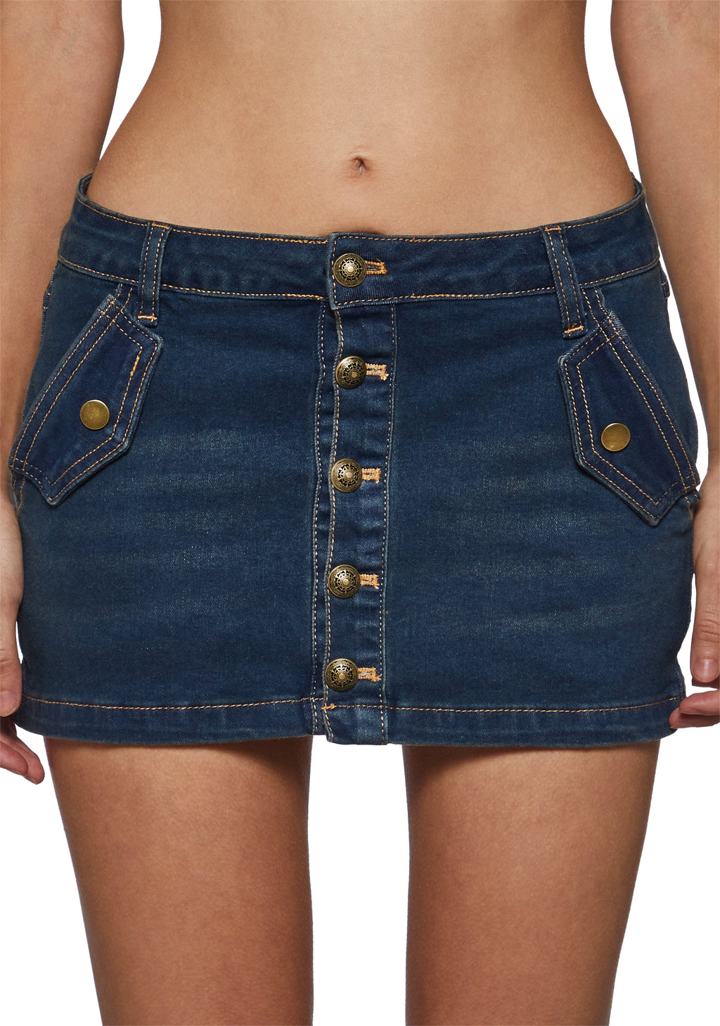Lizzie Button Front Denim Mini Skirt