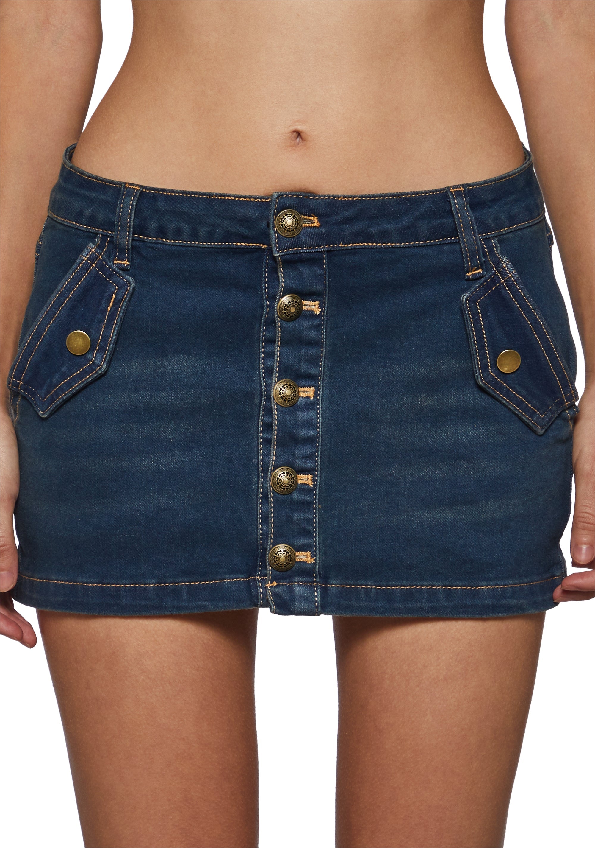 Lizzie Button Front Denim Mini Skirt