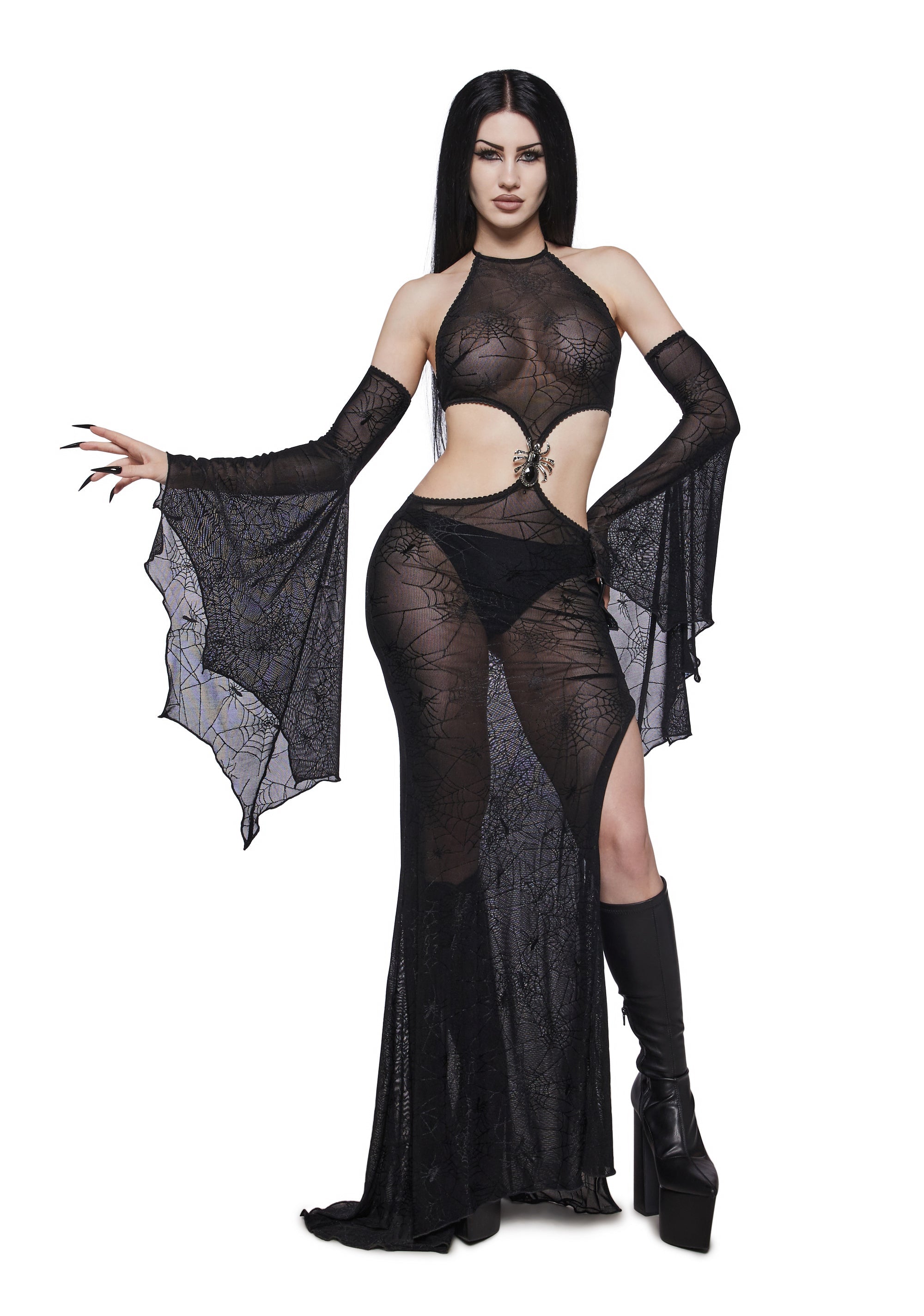 Spider Web Cut Out Maxi Dress