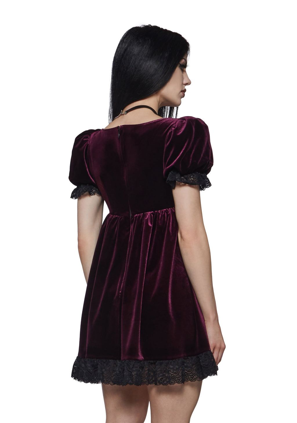 Hilda Burgundy Lace Babydoll Dress