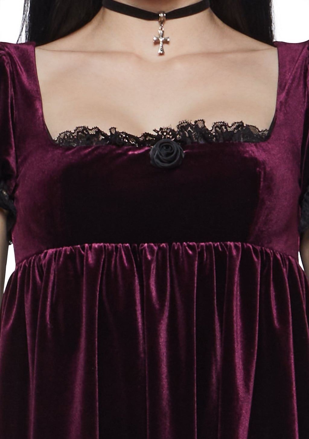 Hilda Burgundy Lace Babydoll Dress