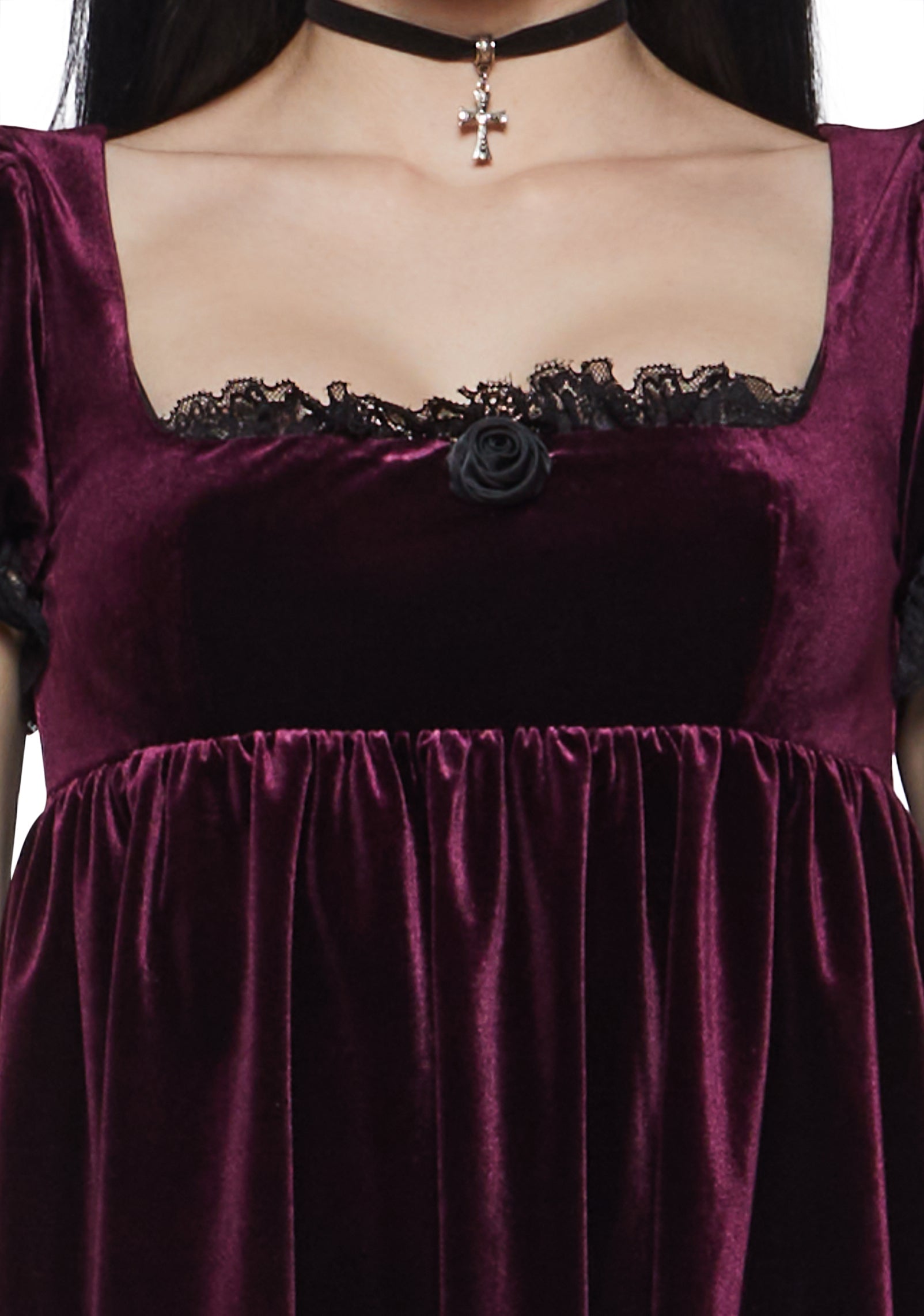 Hilda Burgundy Lace Babydoll Dress