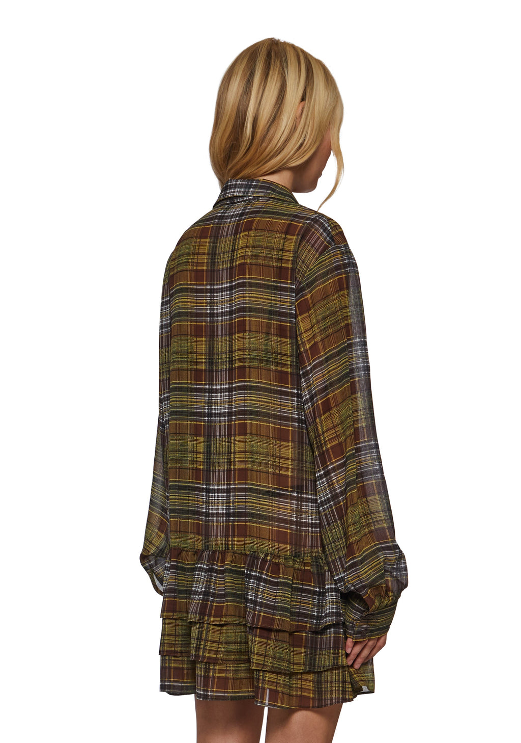 Lorelai Plaid Drop Waist Blouse Mini Dress