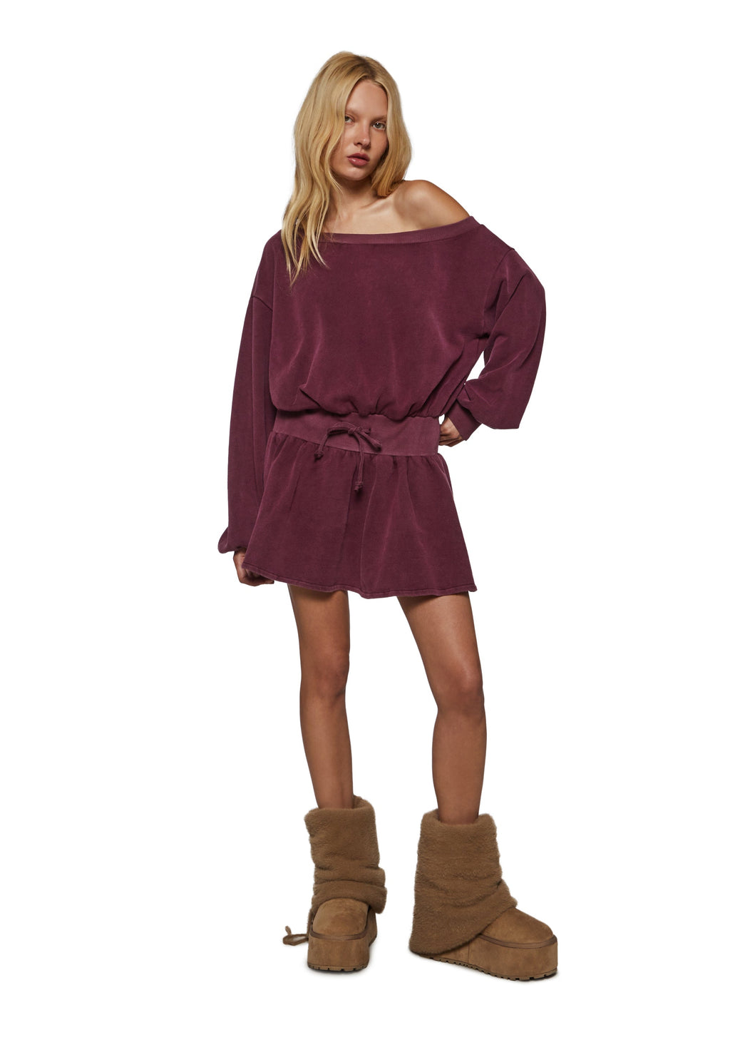 Fingers Crossed Sweatshirt Dress - Red
