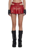 Hardcore Spiked Cut Out Skirt - Red
