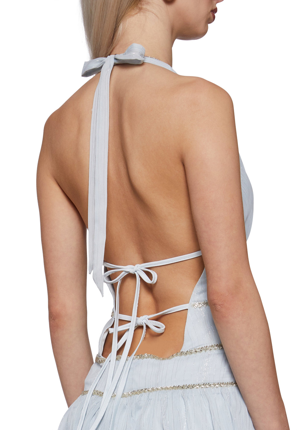 Crystal Blue Halter Rhinestone Mini Dress