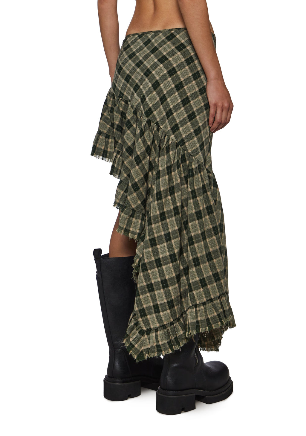 Brooke Plaid Asymmetrical Maxi Skirt