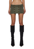 Military Rebel Twill Mini Skirt - Green