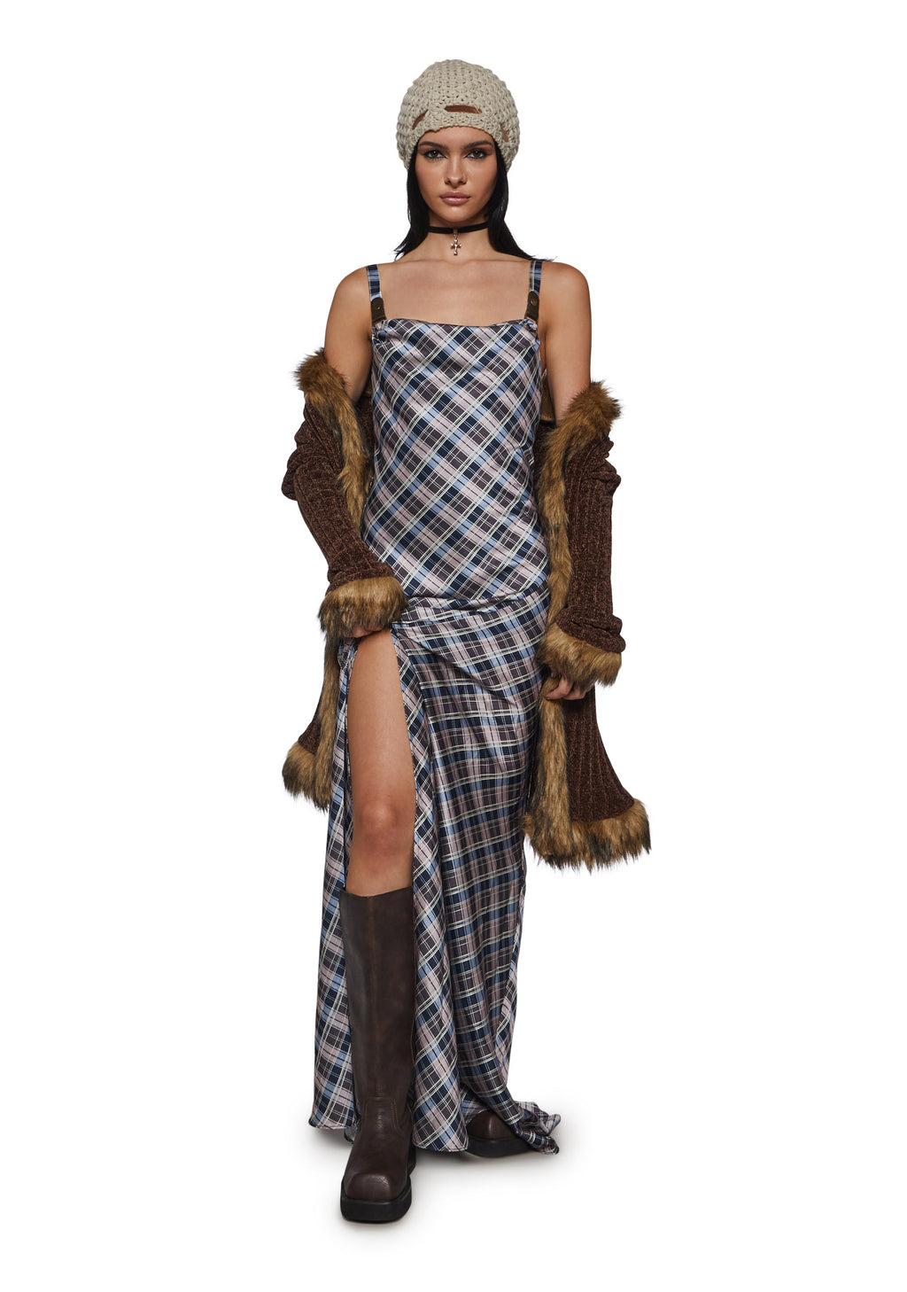 Cleo Plaid Maxi Dress