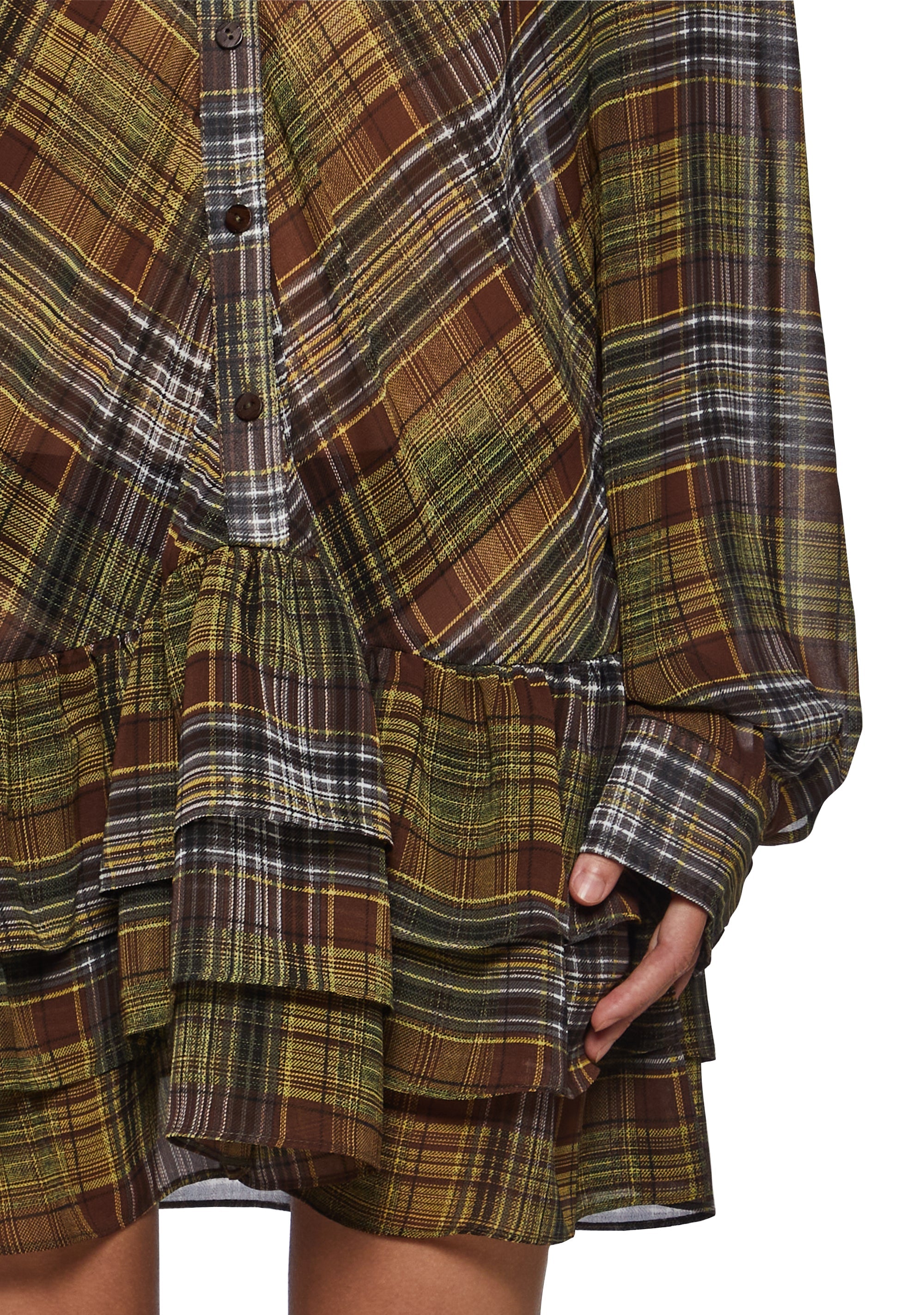 Lorelai Plaid Drop Waist Blouse Mini Dress