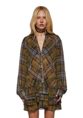 Lorelai Plaid Drop Waist Blouse Mini Dress