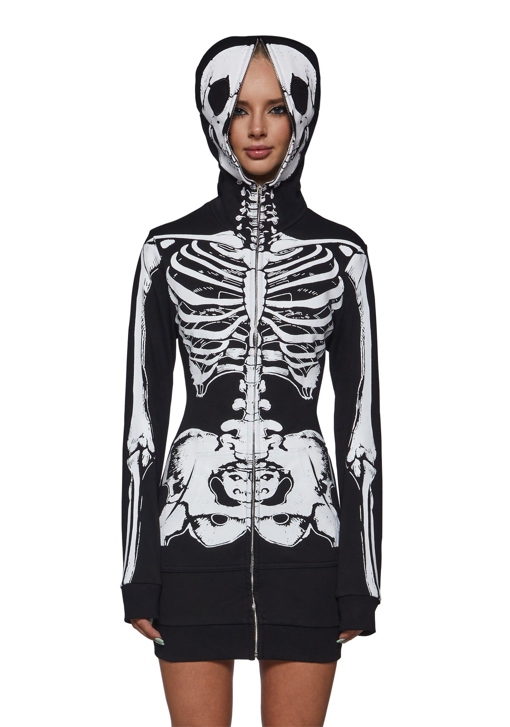 Skelly Zip Up Hoodie Dress