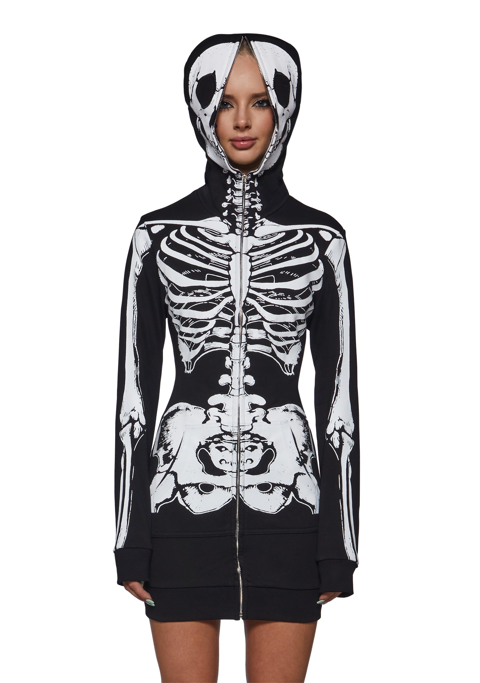 Skelly Zip Up Hoodie Dress